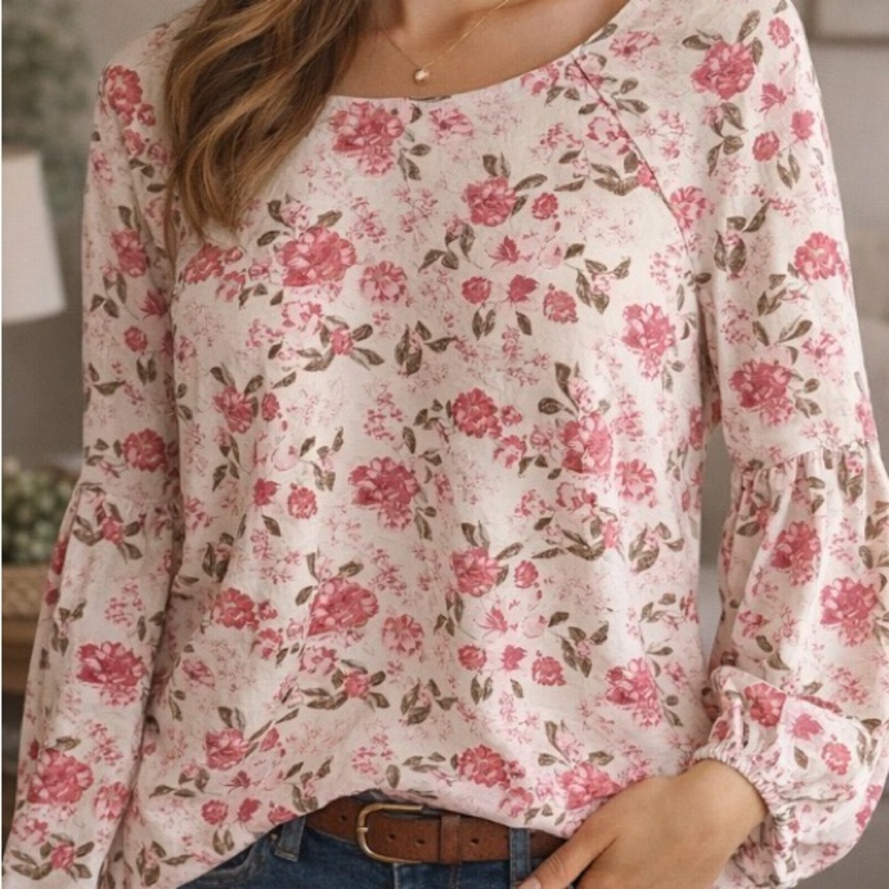 Jane and Delancey Pink Floral Blouse size S